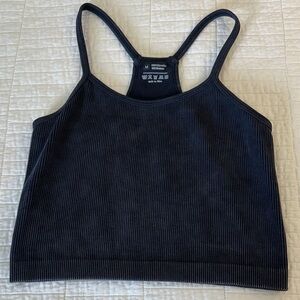 Crop Black Ribbed Tank Bra Top Medium NWOT